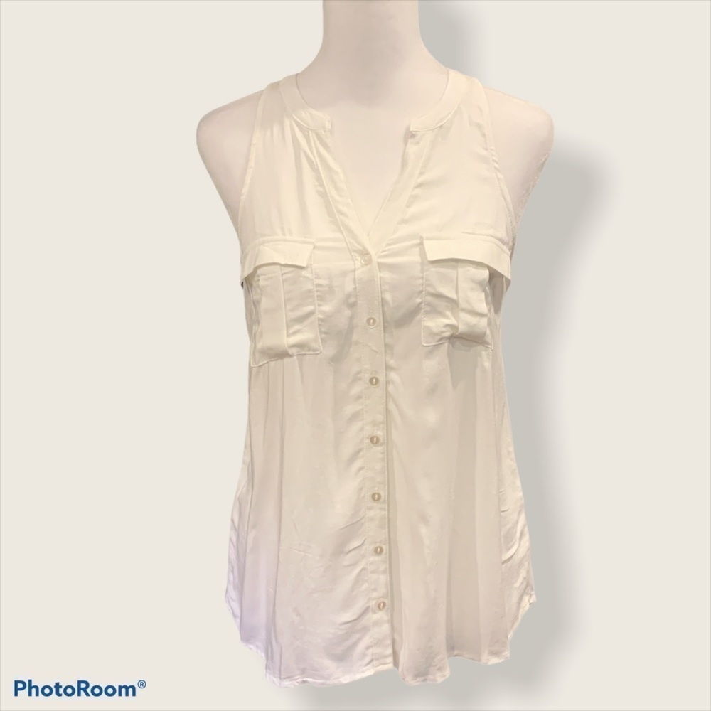 Merona White Button Up Sleeveless Top Size XS‎ NWT